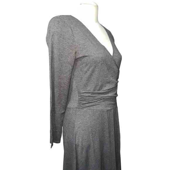 Max & Cleo Womens Long Sleeve Faux Wrap Midi Dress Size Medium Gray - Picture 5 of 9